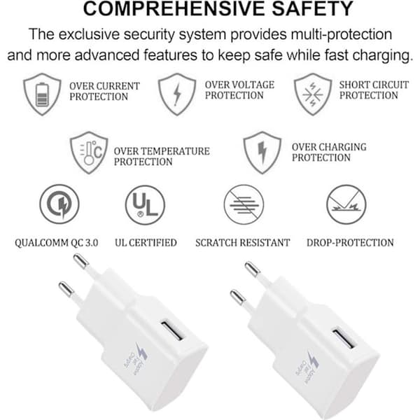 4-pack 5V-2A USB-strömadapter Universal snabbladdare för iPhone 12/11/X 8/7/6, Samsung Galaxy S22 S21 S20 S10 S5 S6 S7 S8 S9/Edge/Plus