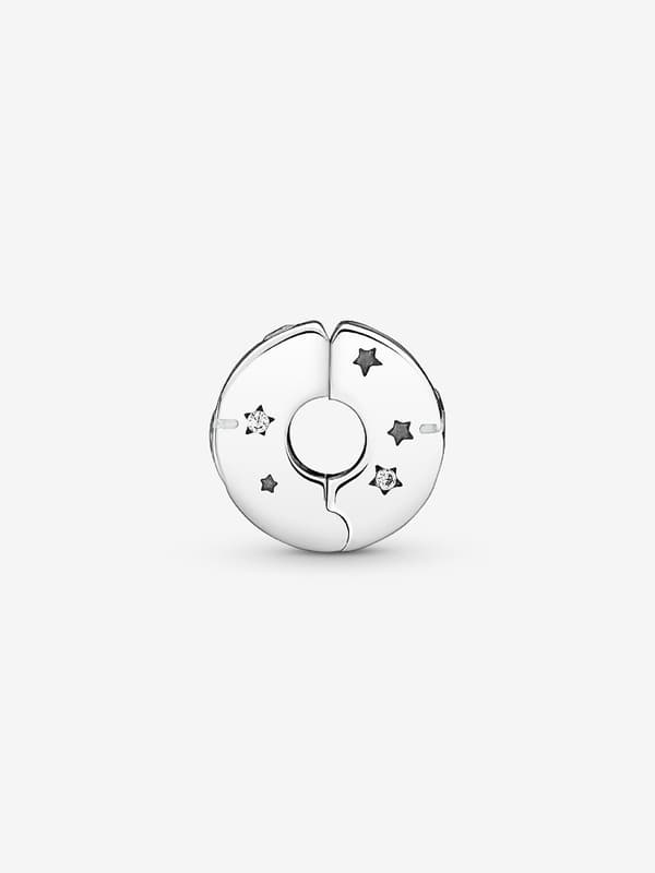 Pandora - Stars and Galaxy Clip Charm - Sterling Silver Black