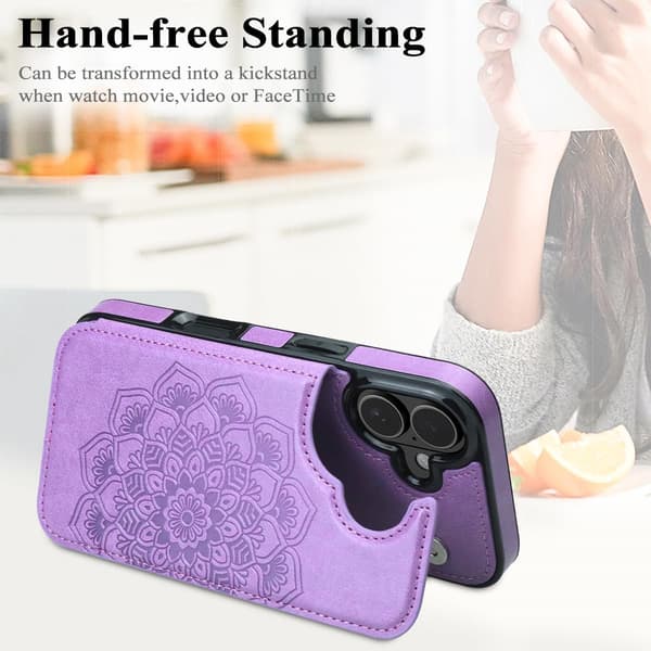 til iPhone 17 Pro Max Cover med Kortholder, Blomst Magnetiske Knapper Beskyttende Pung Etui til Kvinder til iPhone 17 Pro Max, purple iPhone 17 Pro Max