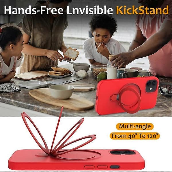 Mobile Case for iPhone 11 MagSafe Magnetic Liquid Silicone Case with Ring Holder (Red) (LGL)
