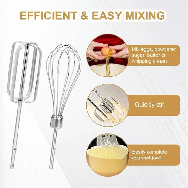 4 stk. Piskeris til håndmixer, 2 stilarter rustfrit stål håndholdt mixer til håndmixer 626 [DB] Silver