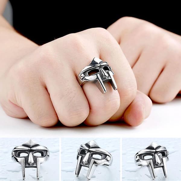 Doom Maske Gladiator Stil Ring Metall Sølv Rustfritt Stål Størrelse 7-14 9