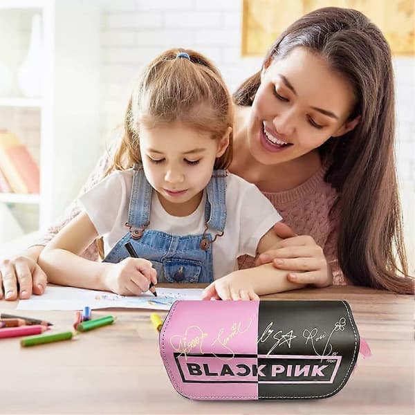 Blackpink - Blackpink Pennfodral Stor Kapacitet, Student Skrivmaterial Canvas Dragkedja Pennfodral Kosmetikväskor Pennhållare