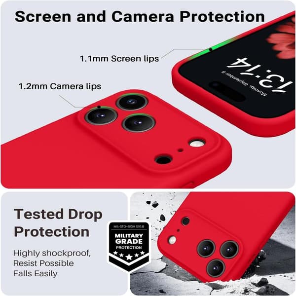 MagSafe-kompatibelt skal för iPhone 17 Pro, flytande silikonskal med mikrofiberfoder (röd) [ZHE] iPhone 17 Pro iPhone 17 Pro Rouge