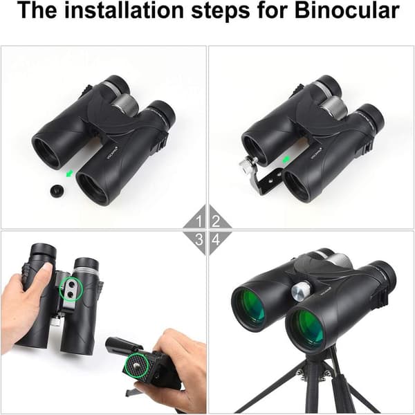 Universal Binocular Tripod Mount Adapter, L-Bracket Metal Tripod Adapter 50mm with Dual 1/4 Inch Threads for Binoculars Telescope Camera