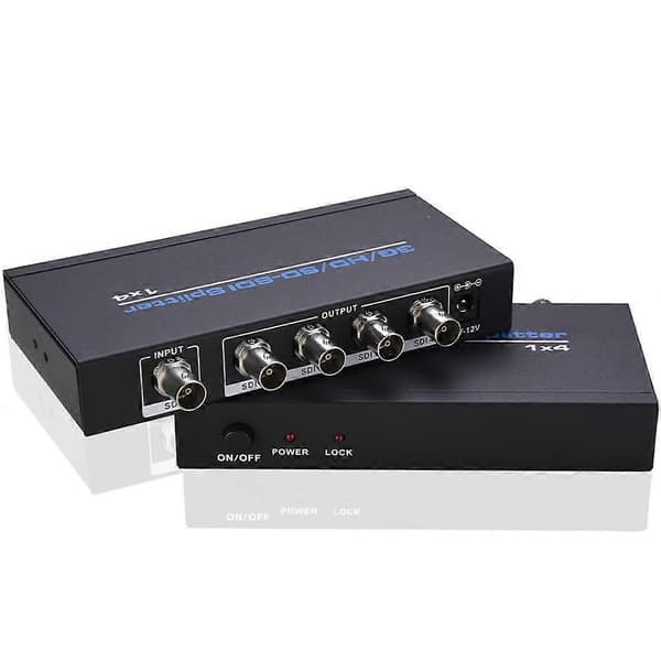 3G/HD/SD SDI Splitter 1x4 Multimedia Split Extender Fuld HD 1080P 4 Porte SDI Splitter til DVD HDTV Kamera Black