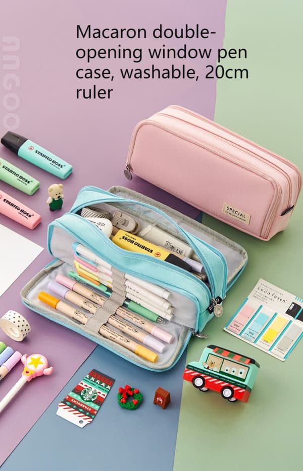 Large Capacity Pencil Case, Large Storage Pouch Pencil Case, 3 Compartments, Desk Organizer, Marker Pen Case, Simple Pencil Case