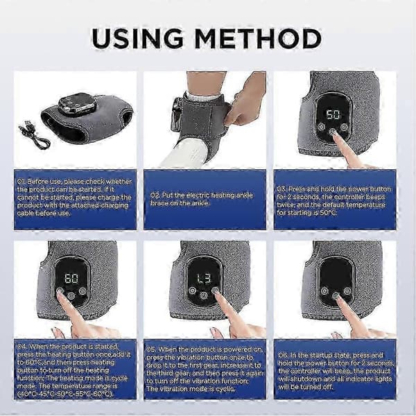 2025 Emsense Foot Massager Wireless Portable Triple Method 3 Vibration Modes Heated Ankle Wrap for Home Office Travel 1pc
