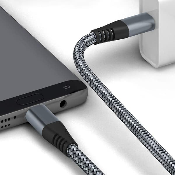 USB-C ladekabel 60 W hurtiglading, kompatibel med iPhone 15/Plus/Pro Max, Samsung Galaxy S24/S23/S22, Pixel 7 Pro Grå Grå 2 m