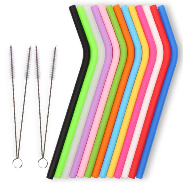 Silikon gjenbrukbare sugerør Drikketilbehør Drikke 8pcs random color