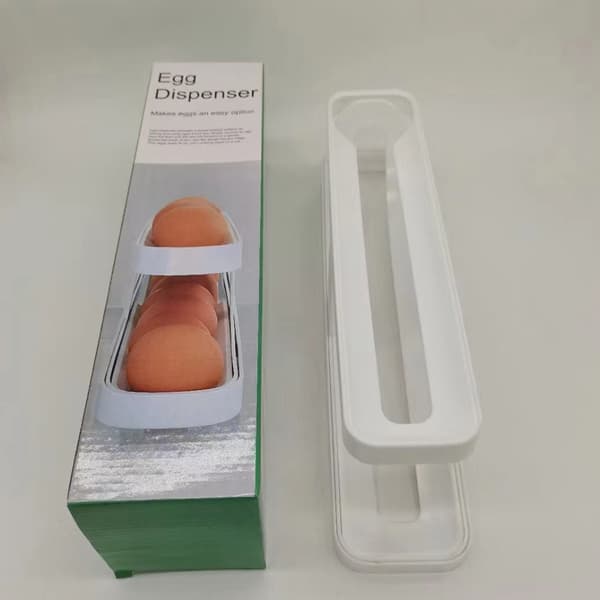Eggbeholder for kjøleskap, eggdispenser, eggstativ, egglagring for 12-14 egg, dobbelt lag, kjøkkenorganisator
