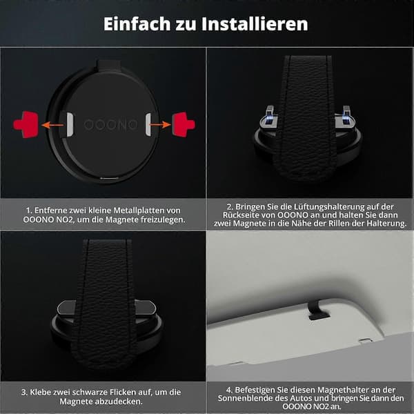 Magnetic Car Sun Visor Holder for OOONO CO-Driver NO2, Magnetic Leather Sun Visor Mount, Compatible with OOONO NO2 Speed Camera Alarm