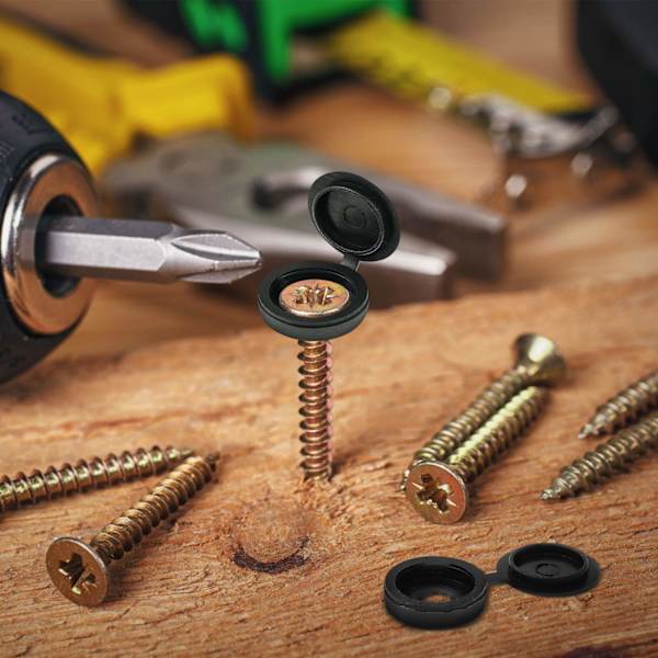 100 Pcs Plastic Hinge Screw Covers, Screw Caps with Flip Tops
