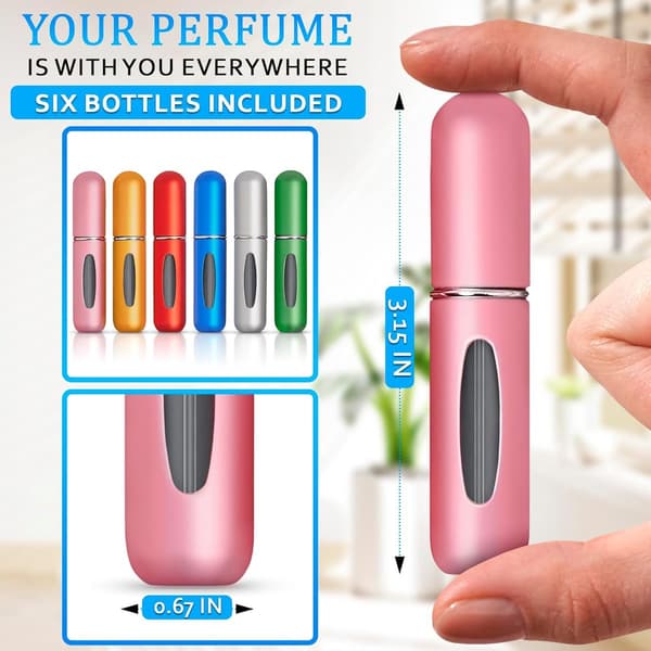 6-pack of perfume bottles - 5ml - refillable mini travel perfume bottles - empty bottles