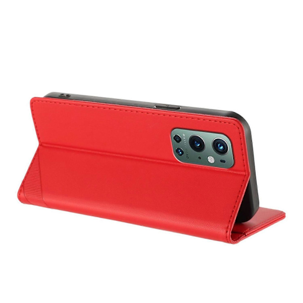 Præget pung PU-etui til OnePlus 9 Pro Red For OnePlus 9 Pro