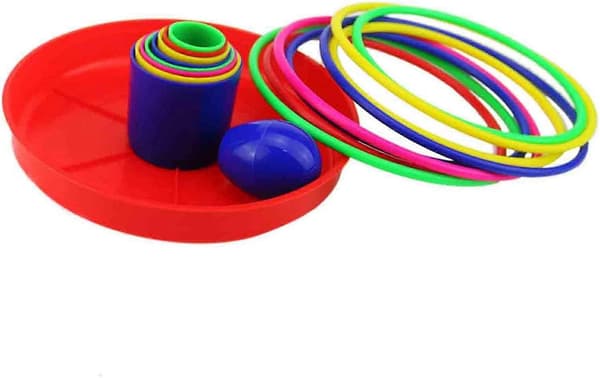 Praktisk og smuk farverig plastik ringkast spilsæt til børn