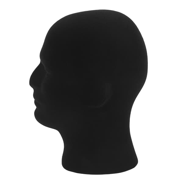 Skum mannequin hode for menn, modell for parykker, briller, hatter, svart displaystativ