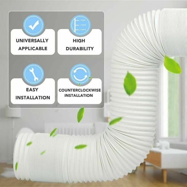 Extendable Hose for Portable AC, Air Conditioning Hose with Counter-Clockwise Thread, Heat-Resistant Polypropylene Construction Flexible for