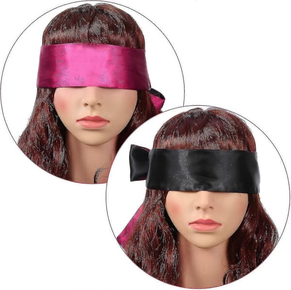 2-pack sovmask i satin, ögonbindel, 150 cm Black Rose Red and Black