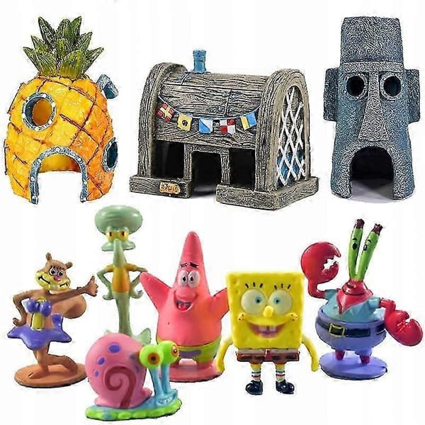[KK] SpongeBob House Figurines Set Huts Decoration-Aquarium
