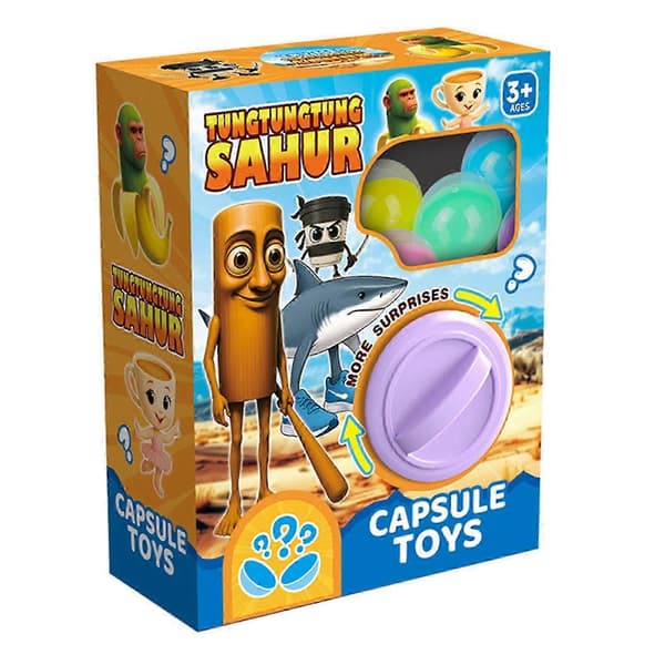6-pakning Brainrot italienske Gashapon-leker, morsomme Mystery Egg Blind Box samleobjekter for barn [DB] Glod