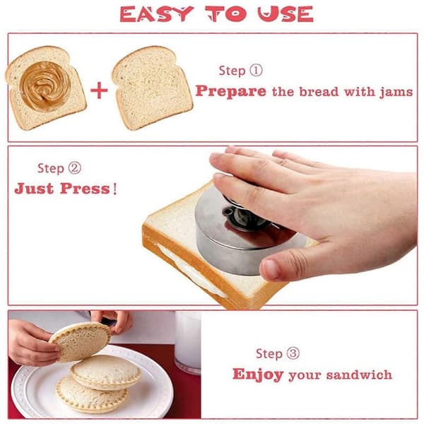 Sandwichkutter og forsegler, matvaregodkjent 304 rustfritt stål 3,5 tommers sandwichkutter