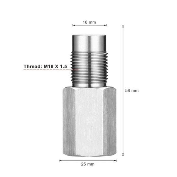 Oksygensensor i rustfritt stål M18×1,5 bilsensoradapter for bilmodifikasjon.