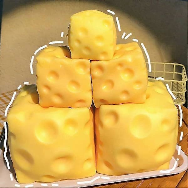 Supercheesy, Giant Squeezable Cheese, Jumbo Squeezable Cheese, Yellow Resilient Squeezable Cheese for Stress Relief - Sensory / Fidget N 6cm 6cm