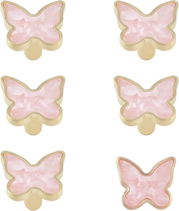 Decorative Butterfly Kitchen Cabinet Knobs, 6-Pack Creative Dresser Drawer Handles Furniture Cabinet Handles