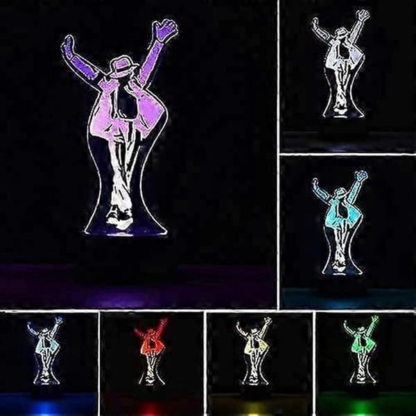 Ny, passende Michael Jackson Action Figur 3D Lamper Optiske Illusioner 7 Farver Skift Touch Switch Natlys