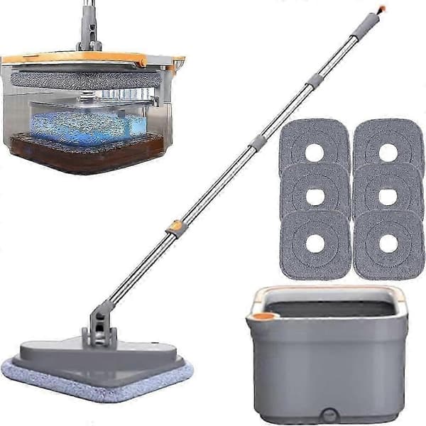 Moppingbøtte med vrider Firkantet Spin Mop 360 Grader Selvrensende Spin Mop 26s