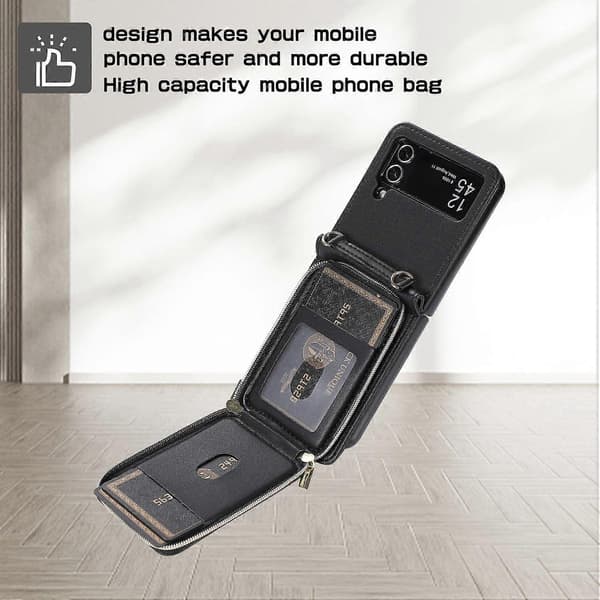 Lynlåspung læderetui til Samsung Galaxy Z Flip4 Black