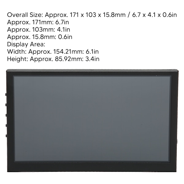 7 Tommer IPS Touchskærm Anden Skærm HD Multimedia Interface Bærbar Mini LCD Skærm med Dobbelt Højttalere Lydjacks
