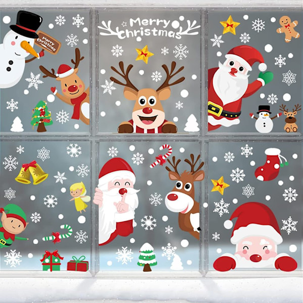 Unik DIY Julklapp, Olika Julelement, Julfönsterdekorationer för Slät Yta, Avtagbara och Återanvändbara Högkvalitativa