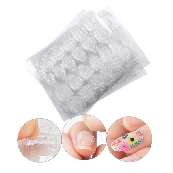 50 Sheets Nail Glue Stickers, Double-Sided Transparent False Nail Glue Jelly Gel Tape Adhesive Tabs Waterproof Flexible Fake Nails Tips for Manicure