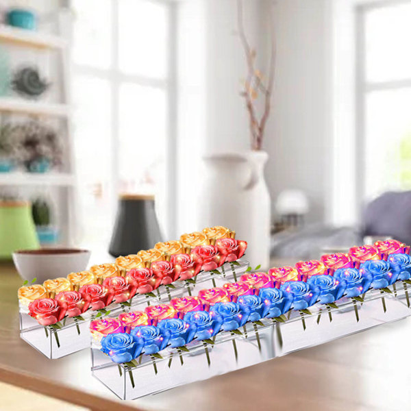 Tålig Klar Akrylvas, Modern Blomsterarrangemang Rektangulär Dekoration för Matbord, Bred Användning i Hem och Kontor (Transparent)