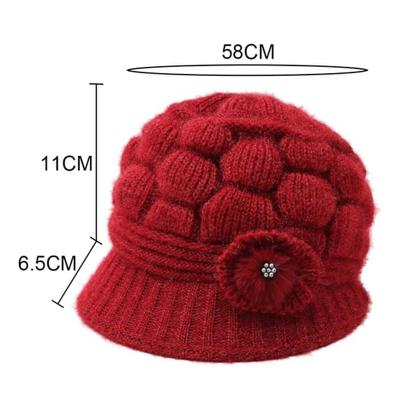 Luer Vinterlue med brem Varm Strikket red
