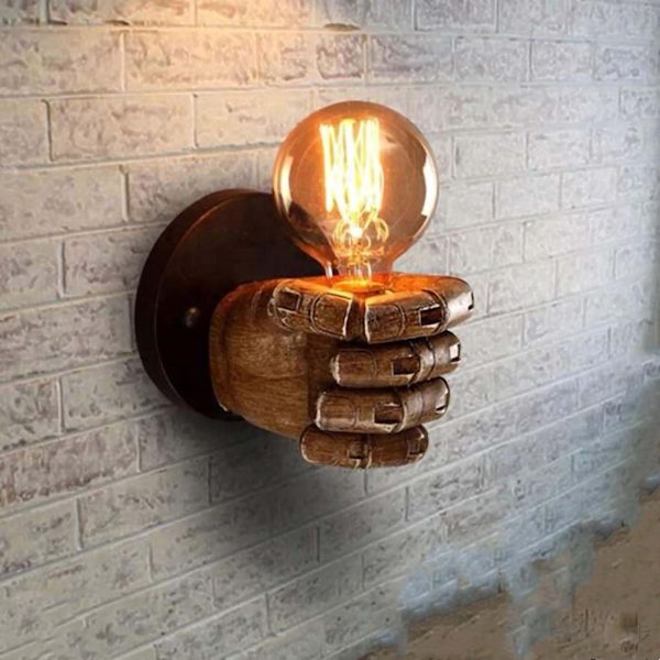 Vägglampa Grip Hand Ljus Sconce Inomhus Dekoration Järn Konst för Hem Cafe Restaurang Witout Ljuskälla Höger Hand