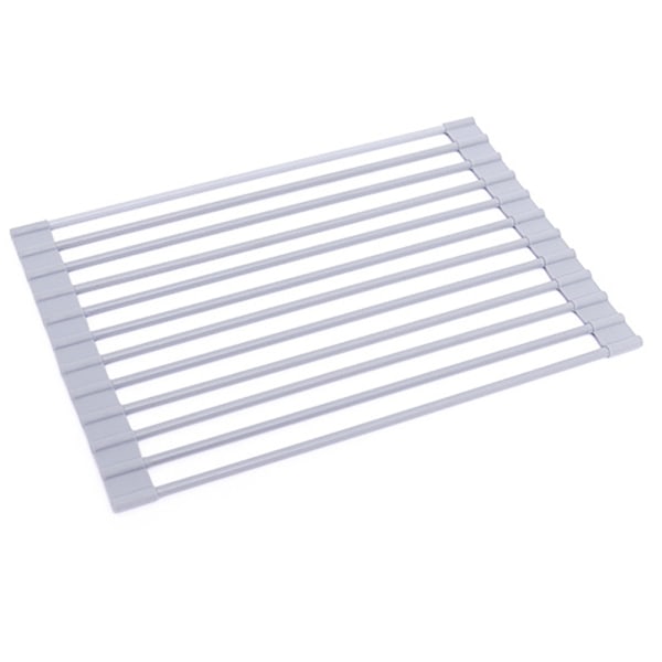 Diskställ över diskho, silikonlindat, halkfritt, värmebeständigt, mångsidigt, hopfällbar design, platsbesparande, diskmaskinssäkert, rostfritt