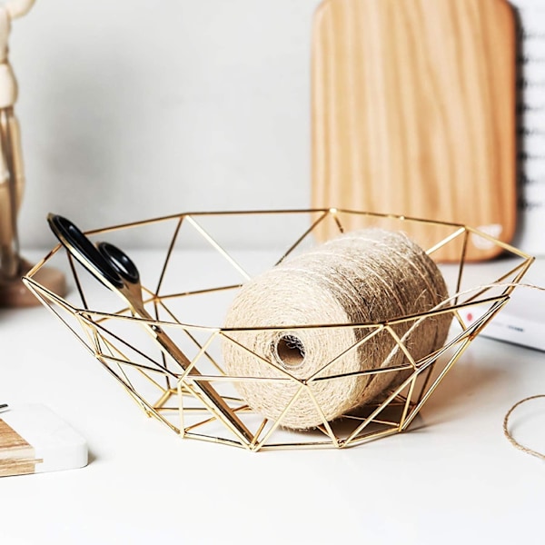Stilfuld frugtkurv, moderne gylden finish trådfrugtskål for jævn modning, åndbart design til friske produkter