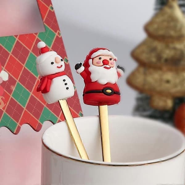 Julbestickset 2 delar rostfritt stål sked och gaffel med festlig juldesign presentförpackning