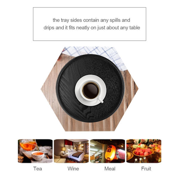 Rund Serveringsbrett i Massivt Tre for Te, Kaffe, Snacks, Mat, Restaurant, 27cm
