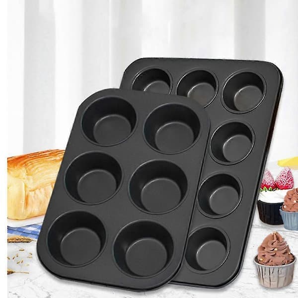 Slippbelegg Rund Muffinsform Muffinsbrett Karbonstål Bakeform Pudding Bakeutstyr Kakeform (l)