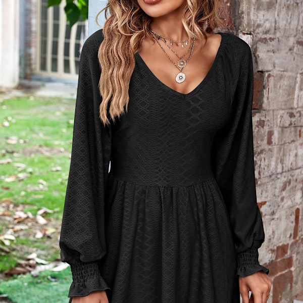 Blouse Dame Langærmet Toppe Dame Langærmet Skjorter Trøjer Bluser V-Hals Dame Elegant Enkel Oversized