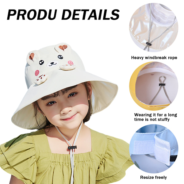 Bomullshatt med bred brem Solhatt Kant Sommer UV-beskyttelse UPF Hatt fo