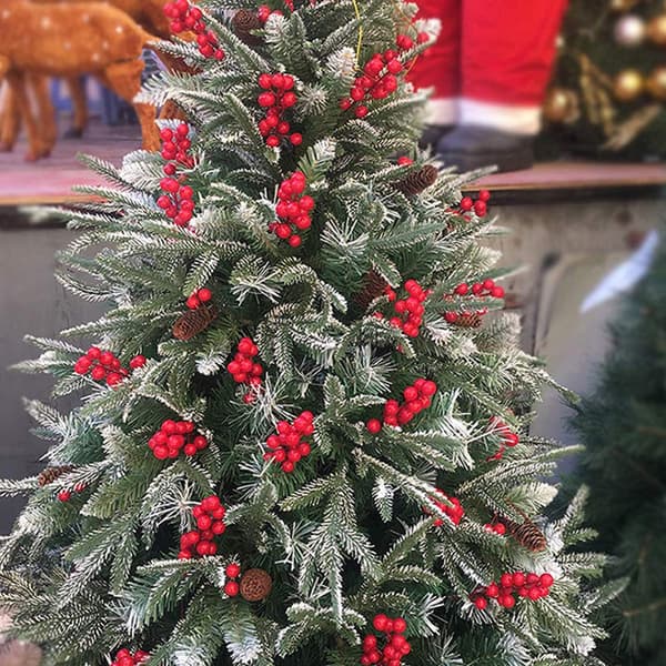 Glitterbærstilk til jul, brukes til juletrepynt red