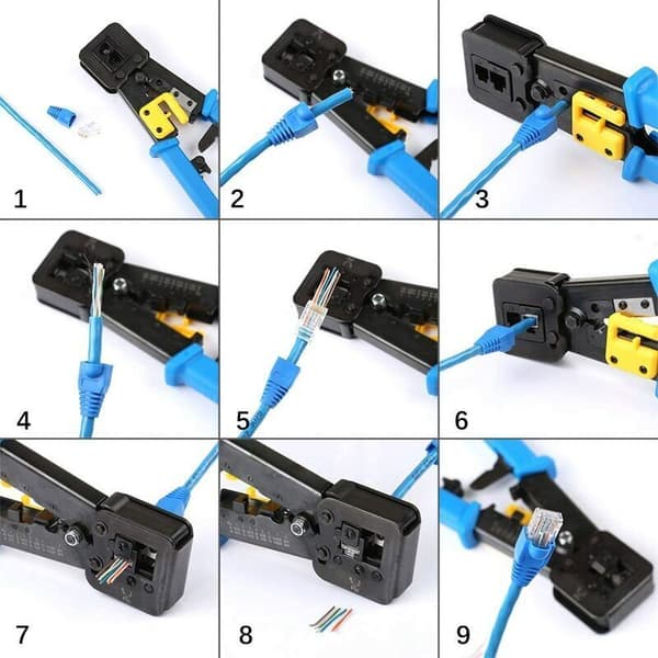 RJ45 crimper til standard RJ45/RJ12 stik og terminaler