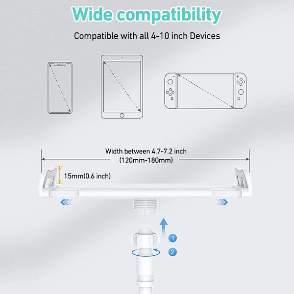 360° Sengesidebord Stativ Holder Stativ For iPhone Tablet Mobiltelefon DE