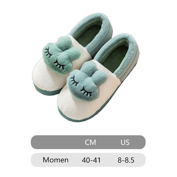 Kaninslippers för kvinnor, fluffiga, söta, djur, minnesskum, inomhus