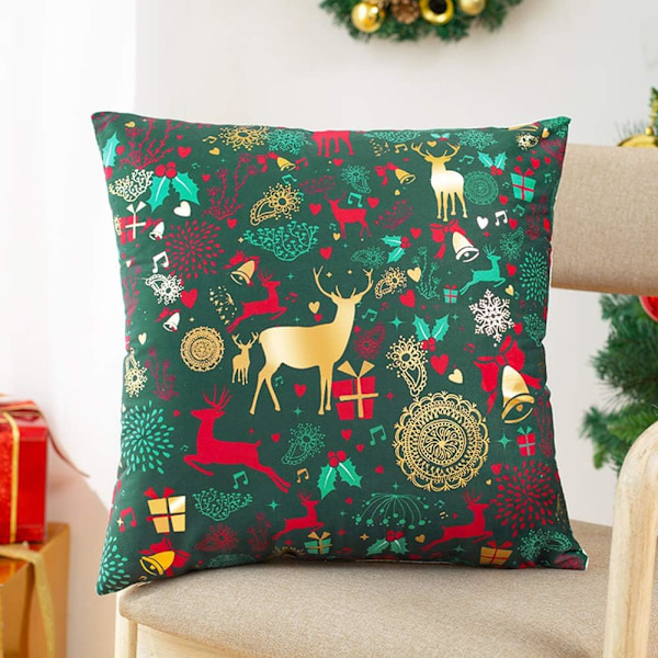Holiday Elegance, Juldekorationer, 18x18 Set om 4, Snöflingor Renar Tryck, Lätta och Lätta att Förvara för Bekvämlighet Året Runt